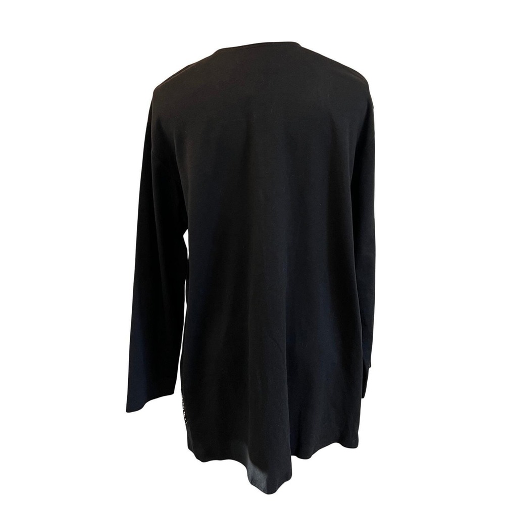 Vintage Black Rhinestone Star Cardigan Beaded Y2K Minimalist Art Jacket M - Picture 6 of 8